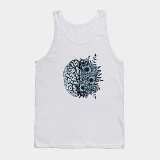 Blue Brain and flowers sunflowers, Positivity, creativity, right hemisphere brain, health, Mental Tank Top